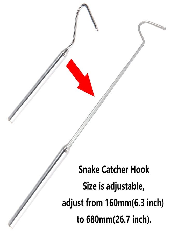 Bilindasly Portable Mini Snake Hook Collapsible Stainless Steel Snake Tongs and Reptile Supplies Hook Retractable Catching Snake Handling Tool 16cm to 68cm - Image 3